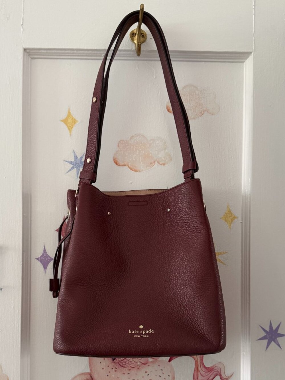 Kate Spade Leather Bag in wine suede interior